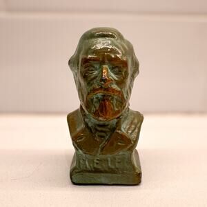 Small Metal Bronze Bust Sculpture of General Robert E. Lee, 2.75"H,  History